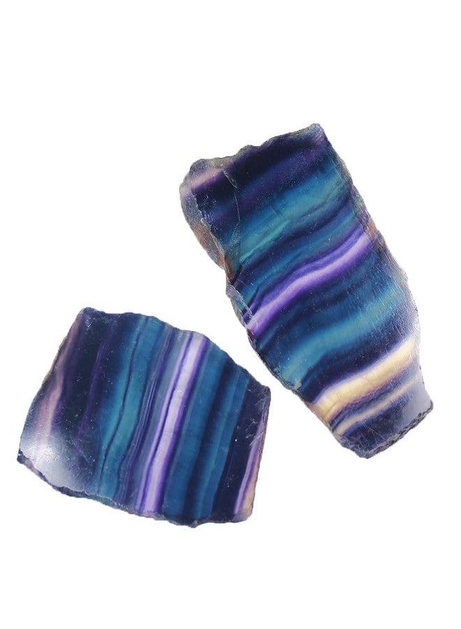 AierCrystal 2PCS Natural Colol Fluorite Slice Crystal Geometry Polishing Raw Stone Mineral Specimen Viewing Stone Aquarium Home Decor (Natural Crystal Fluorite Section, 2PCS/150-250g) - Image 2